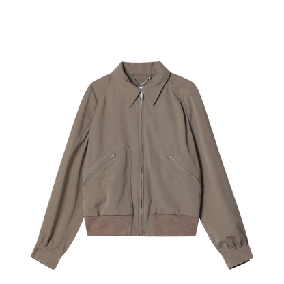 Beige Virgin Wool Zip-Up Jacket - Image 1