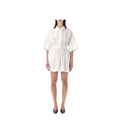 Mini Chemisier Dress in White Poplin - Image 1
