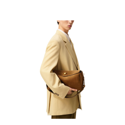 Hazelnut Brown Suede Leather Carrousel Medium Bag - Image 3