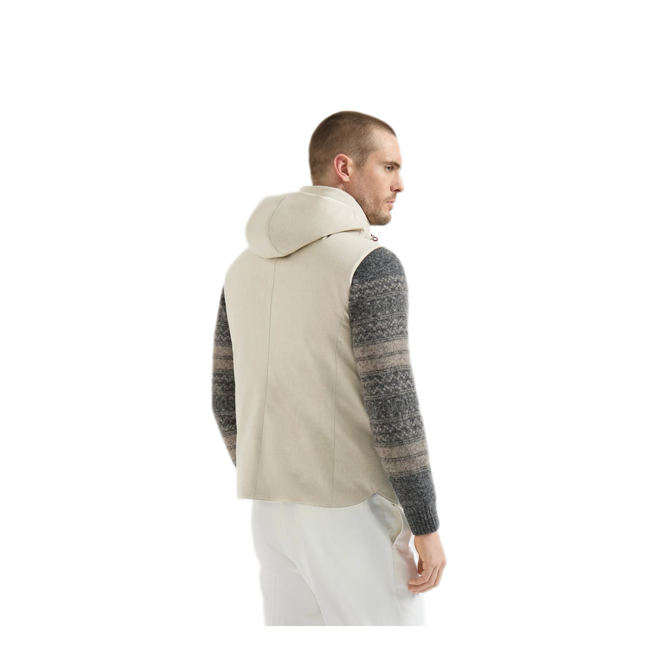 Bonded Wool Flannel Down Vest With Detachable Hood - Image 3