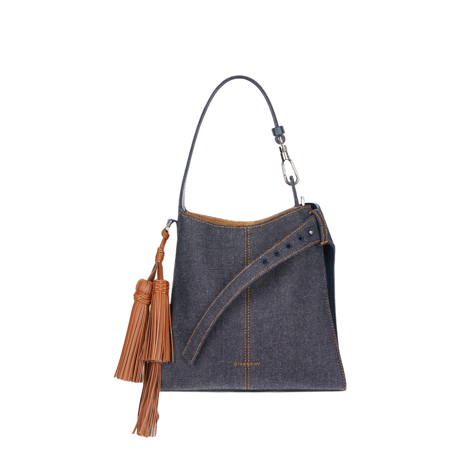 Mini Belted Hobo Bag in Denim - Indigo Blue - Image 1