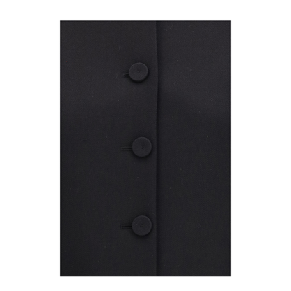 Collarless Fitted Jacket in Wool Crêpe - Image 3