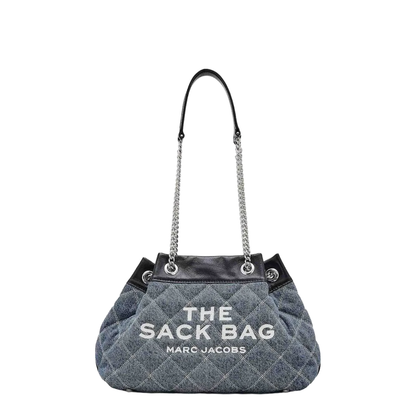 Quilted Denim Large Chain Sack Tote - Image 1