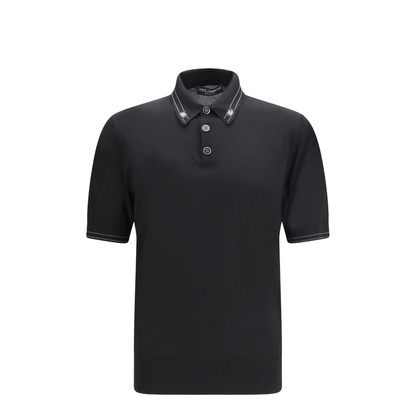 Silk Polo with Collar and Short Sleeves - Image 1