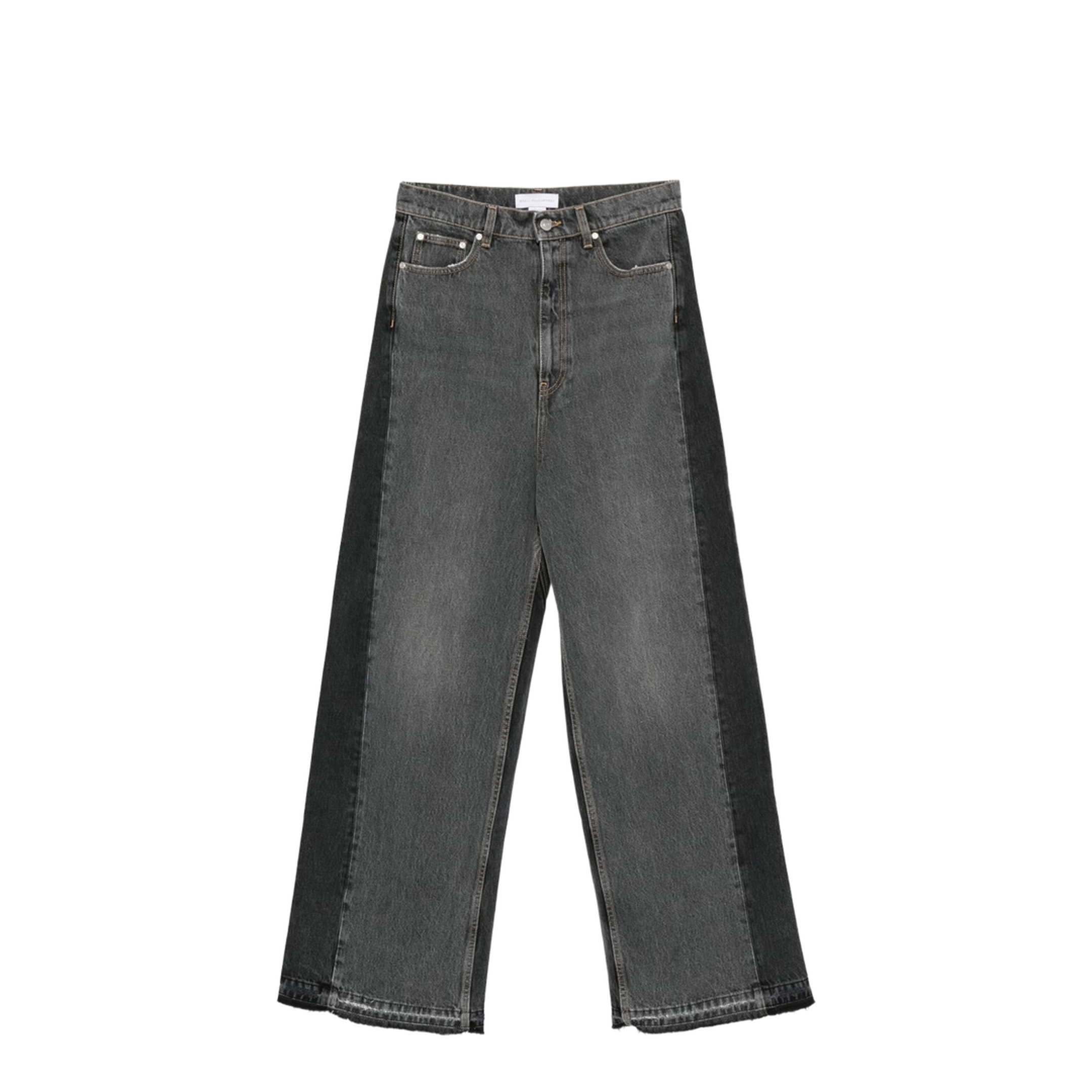 Two-Tone Black Wide-Leg Denim Jeans - Image 1