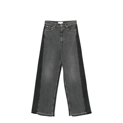 Two-Tone Black Wide-Leg Denim Jeans - Image 1