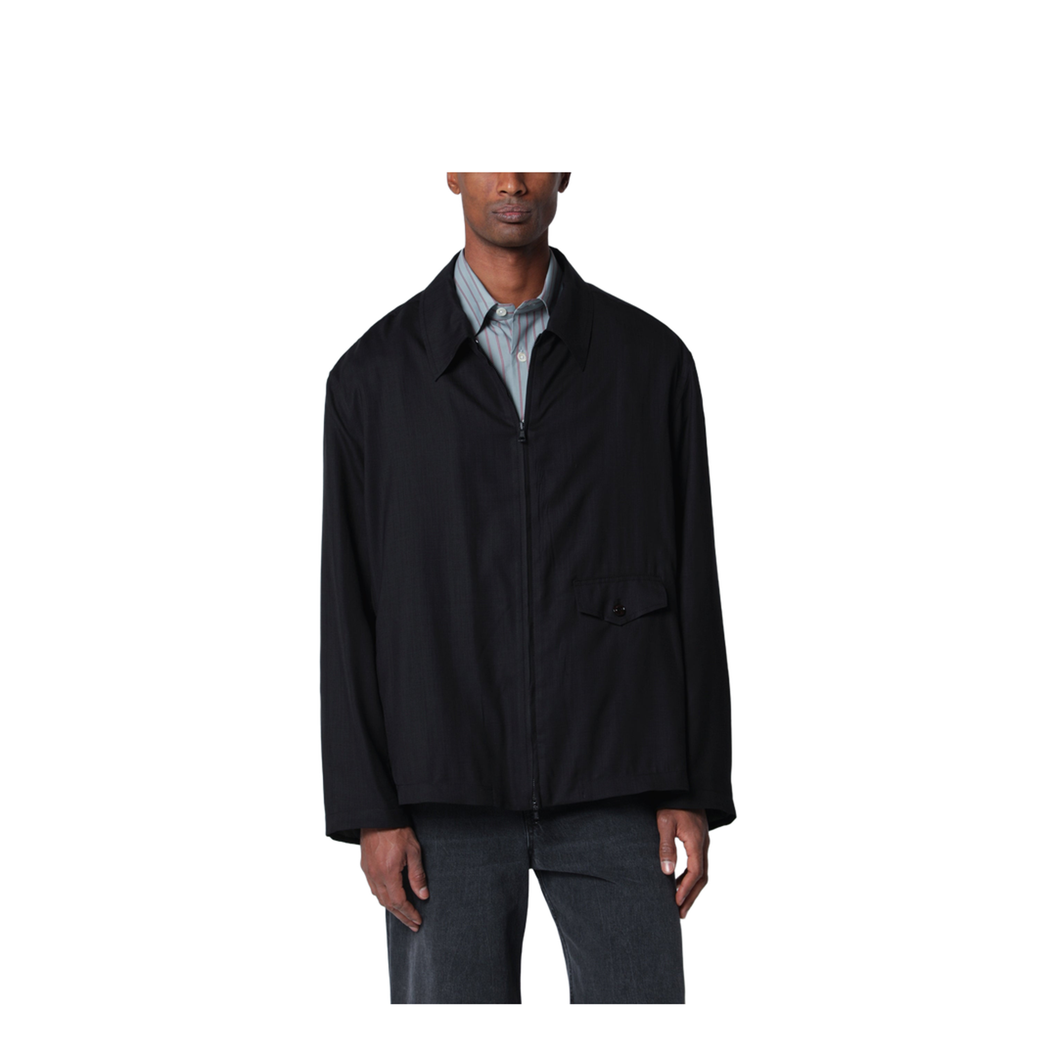 Evolved Jacket In Merino Wool Voile In Eclipse Black - Image 1