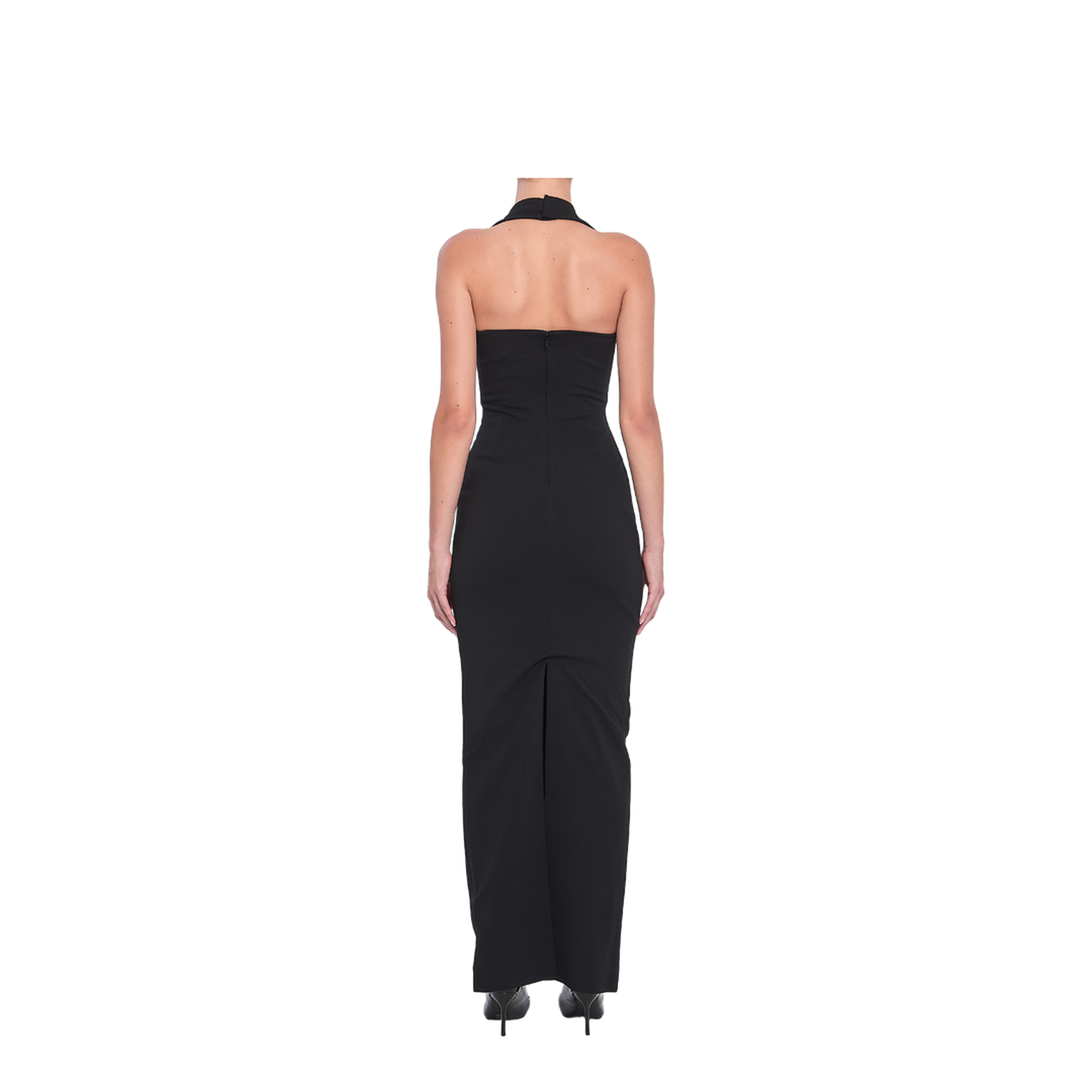Black Rear Zip Fastening Halterneck Square Neck - Image 4
