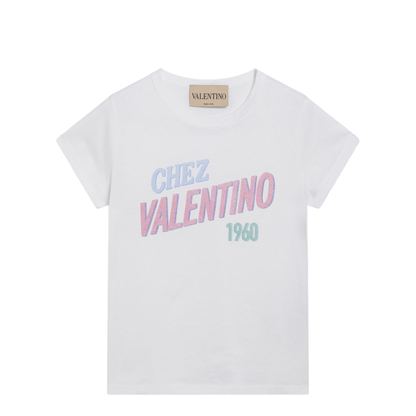 White Cotton T-Shirt with Logo Print - Image 1