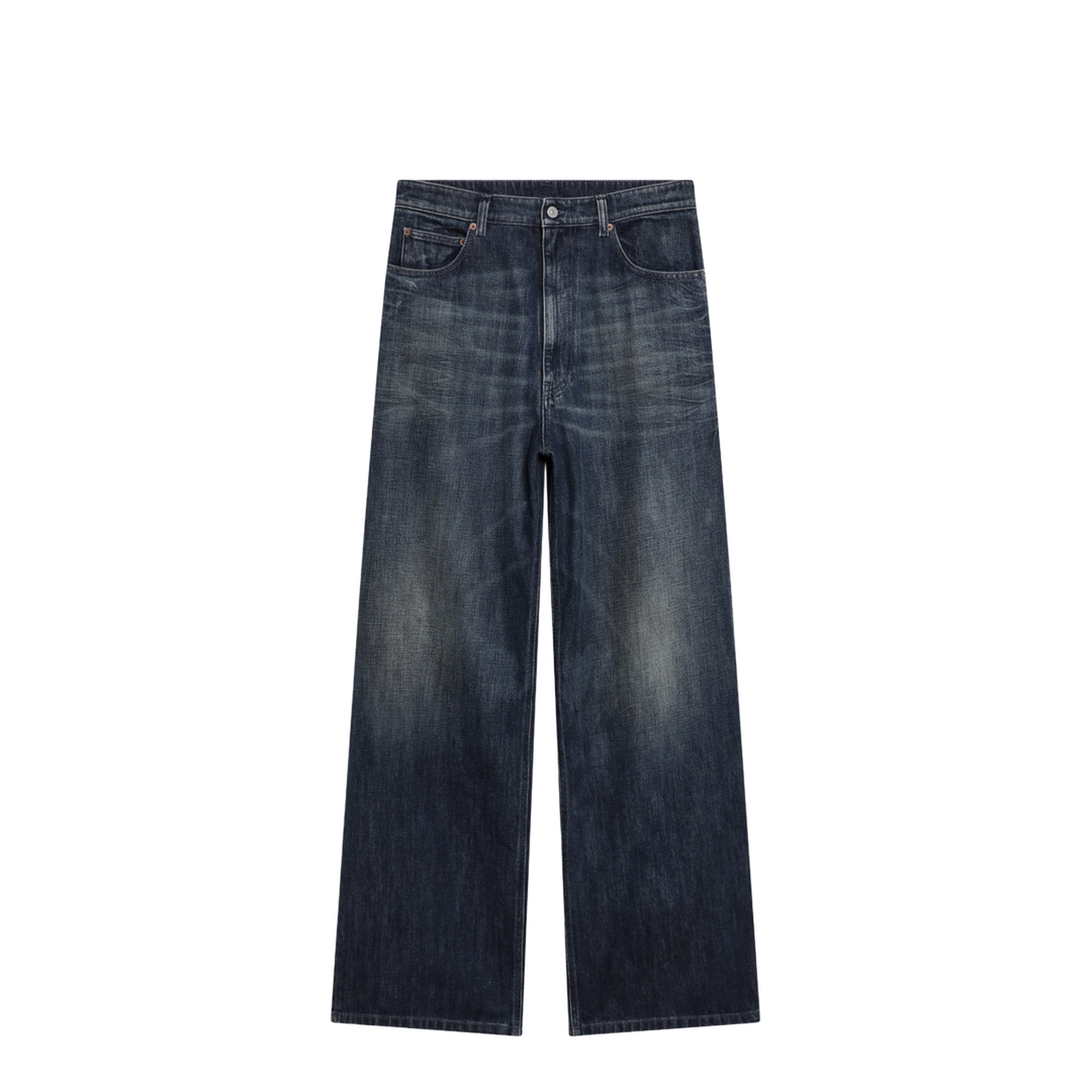 Wide Blue Washed Denim Jeans - Image 1