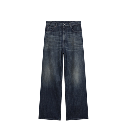 Wide Blue Washed Denim Jeans - Image 1