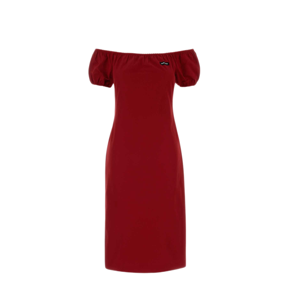 Boat Neckline Cotton Poplin Midi Dress - Image 1