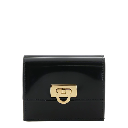 Patent Leather Wallet, Gold Hardware - Image 1