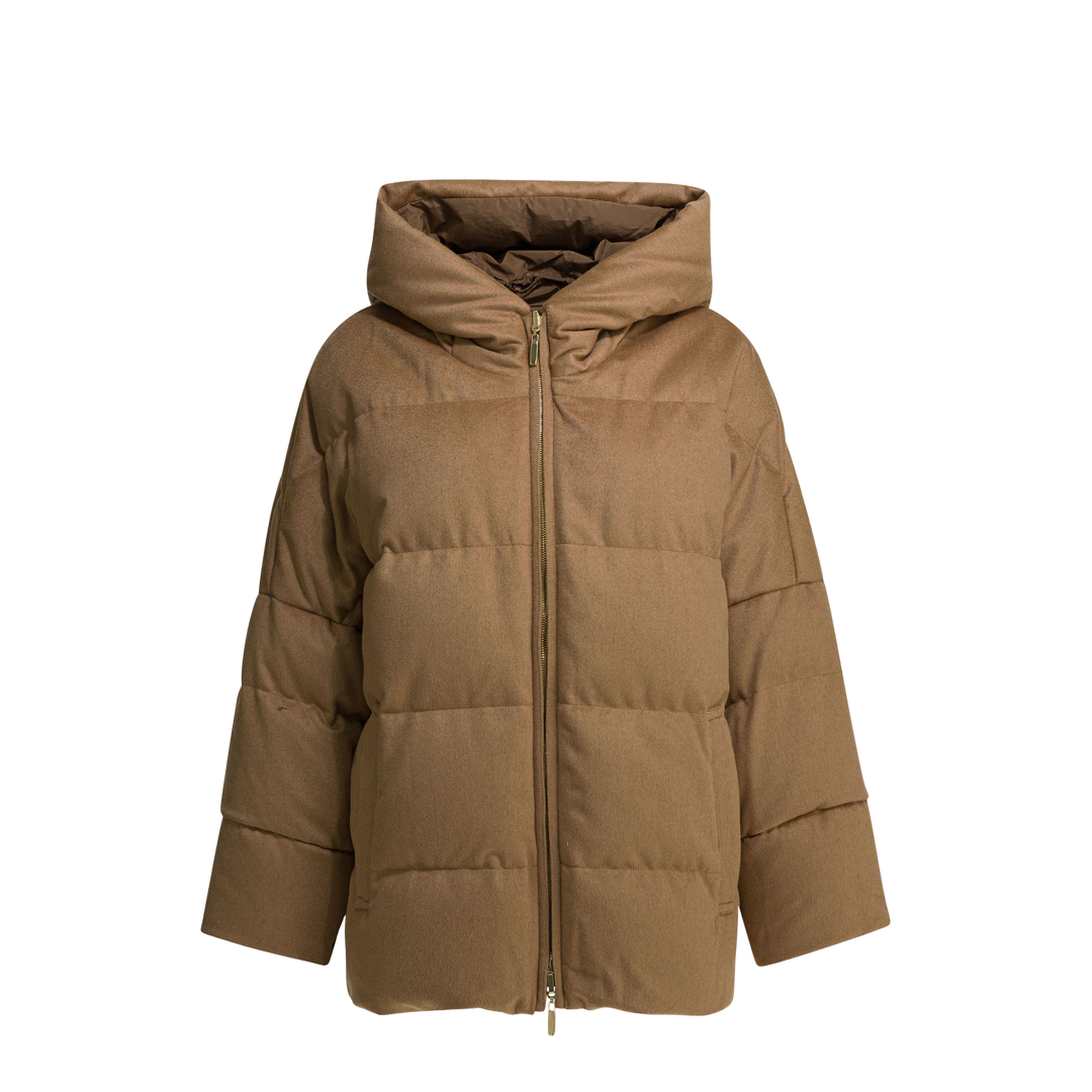 Short Down Jacket In Camel Wool - Image 1