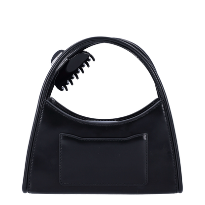 Glam Claw Clip Crossbody Bag Leather Black - Image 3