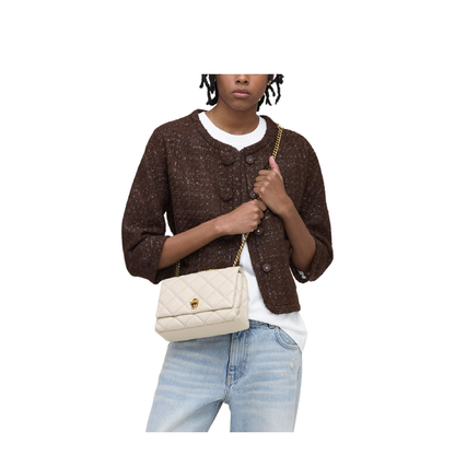 Contemporary Smooth Leather Shoulder Bag - Cloud White - Image 6