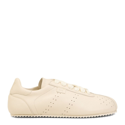 Ivory White Smooth Leather Low Top Step Sneakers - Image 1