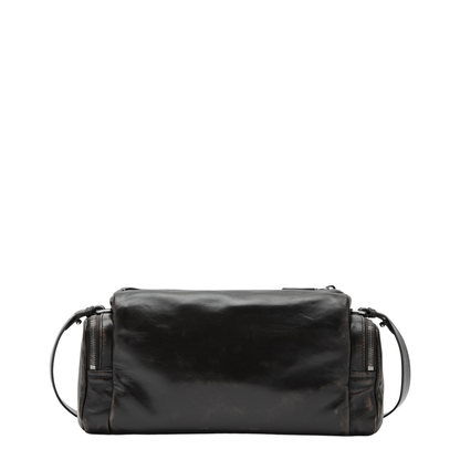 Dark Brown Aged-Effect Nappa Crossbody Bag - Image 2