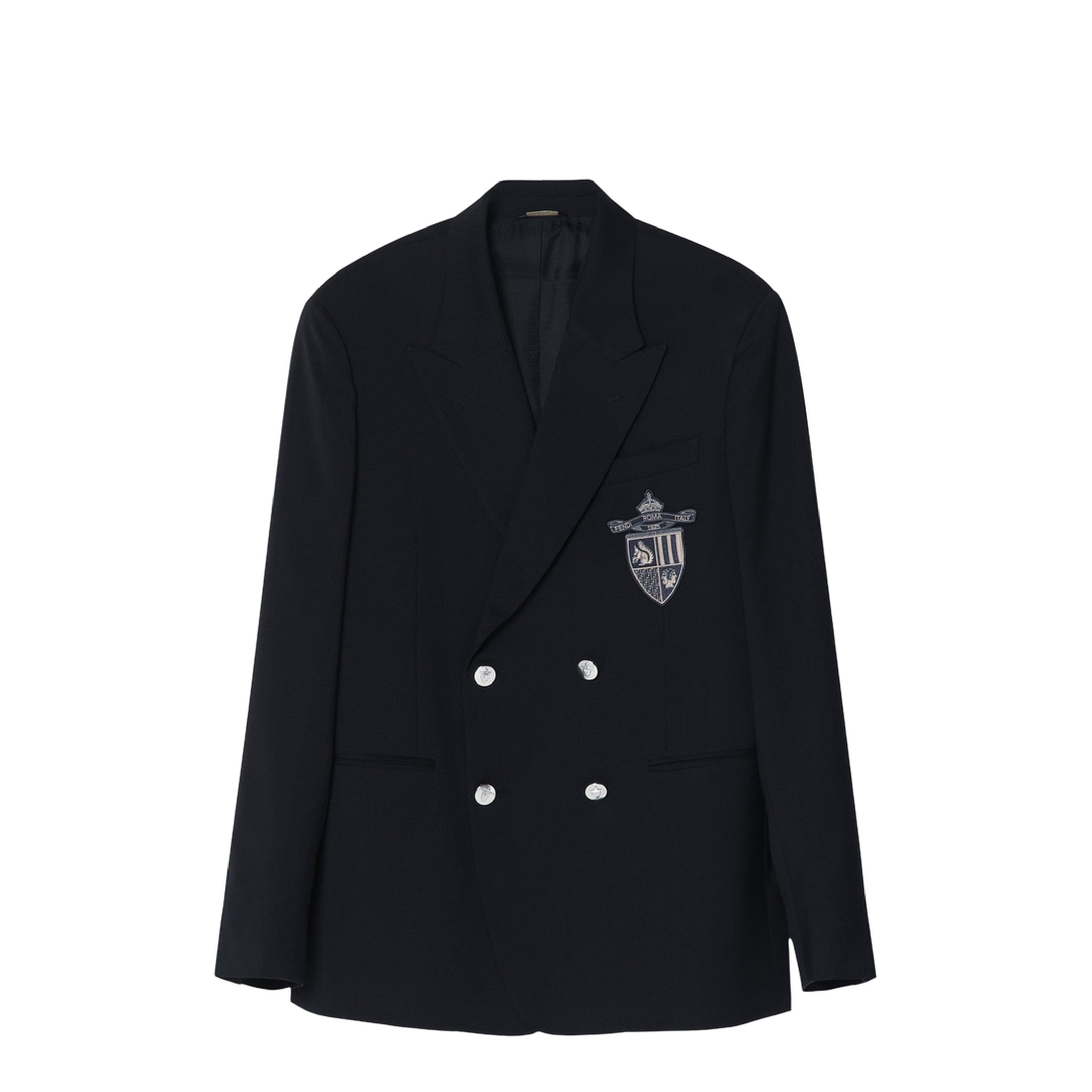 Double-breasted jacket in midnight blue virgin wool - Image 1