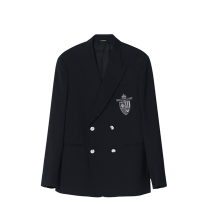 Double-breasted jacket in midnight blue virgin wool - Image 1