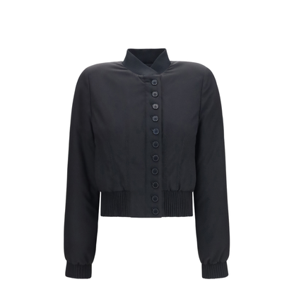 Buttoned Bomber Jacket with Visible Stitching - Image 1