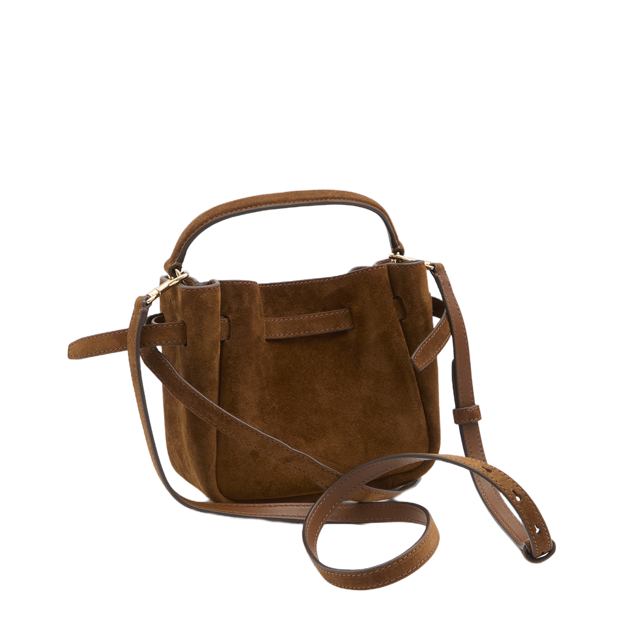 Romy Medium Suede Bucket Bag - Caramel - Image 2
