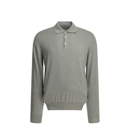 Buttons Long-Sleeve Polo Shirts Grey - Image 1