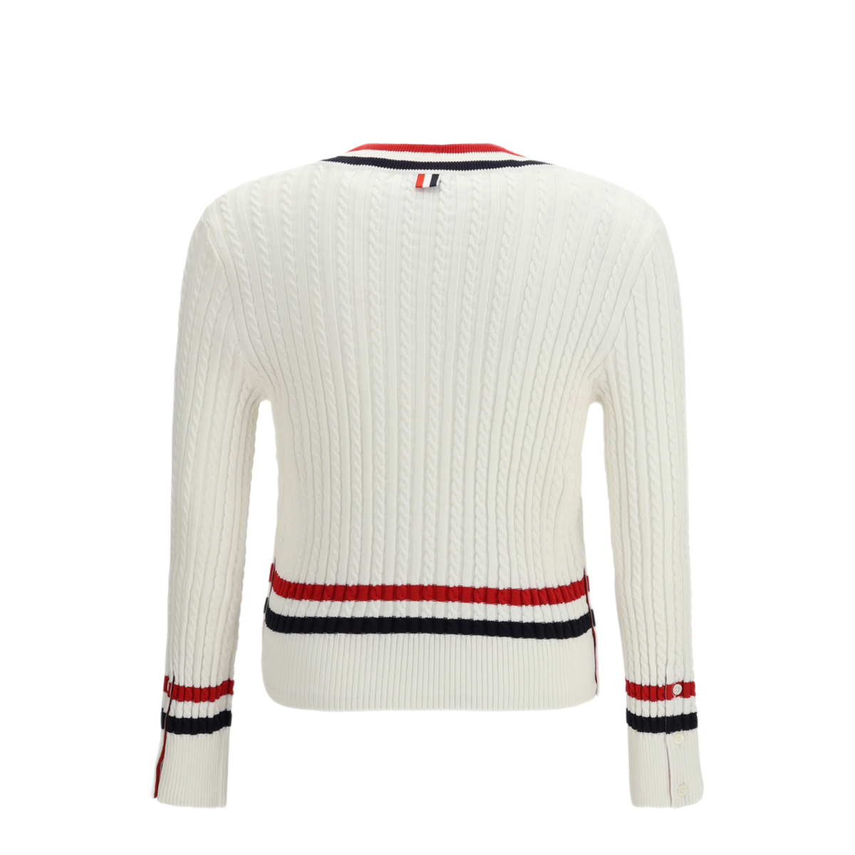 Intarsia Cable Knit V Neck Sweater - Image 2