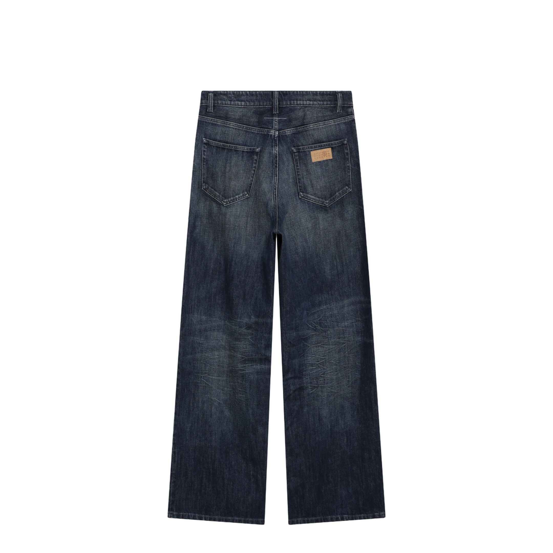Wide Blue Washed Denim Jeans - Image 2