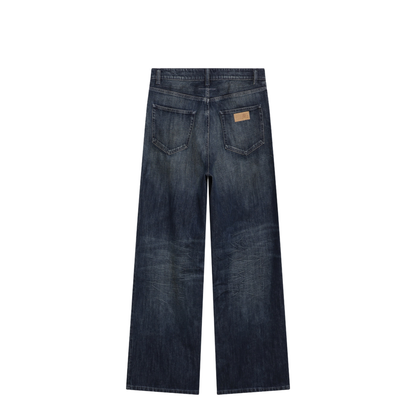 Wide Blue Washed Denim Jeans - Image 2