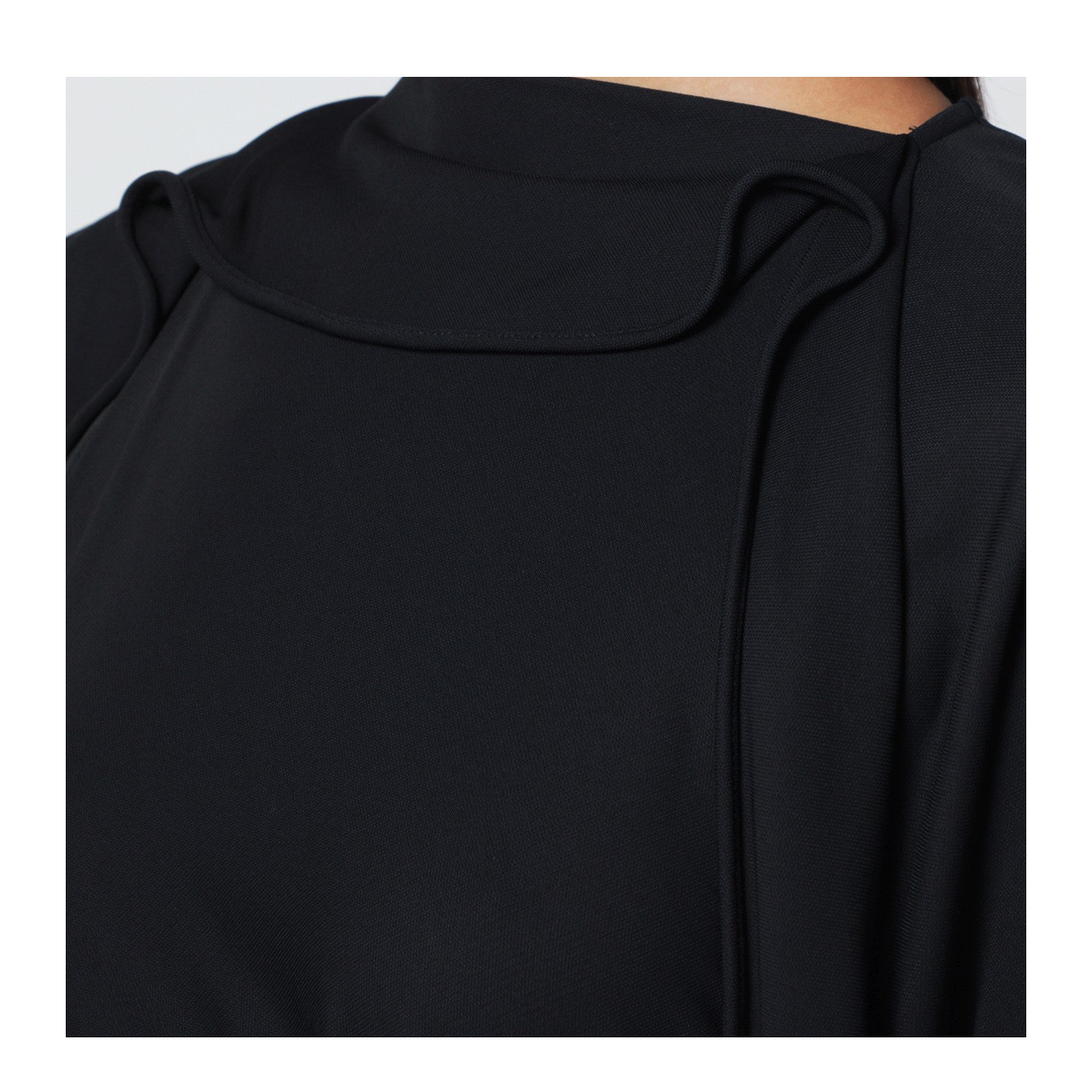 Black Midi Dress in Draped Jersey - Image 2