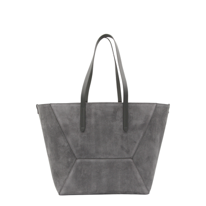 Duo Medium Suede Shopper Tote - Grigio - Image 2