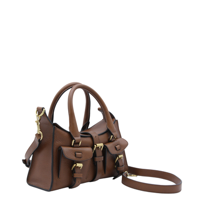 Roxanne Mini Leather Handbag - Brown - Image 2