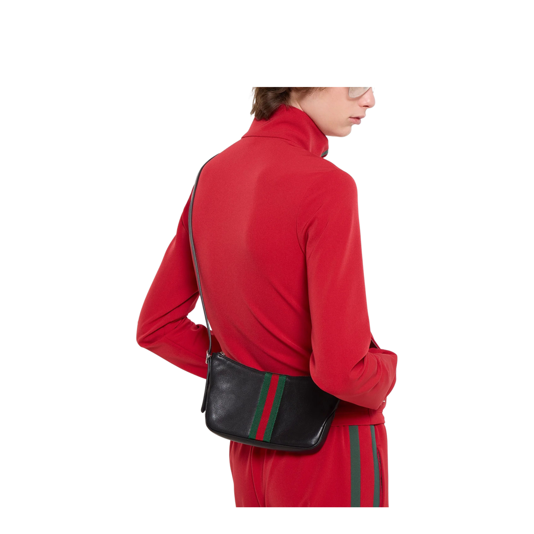 Lunetta Small Crossbody Bag in Black Leather - Image 4