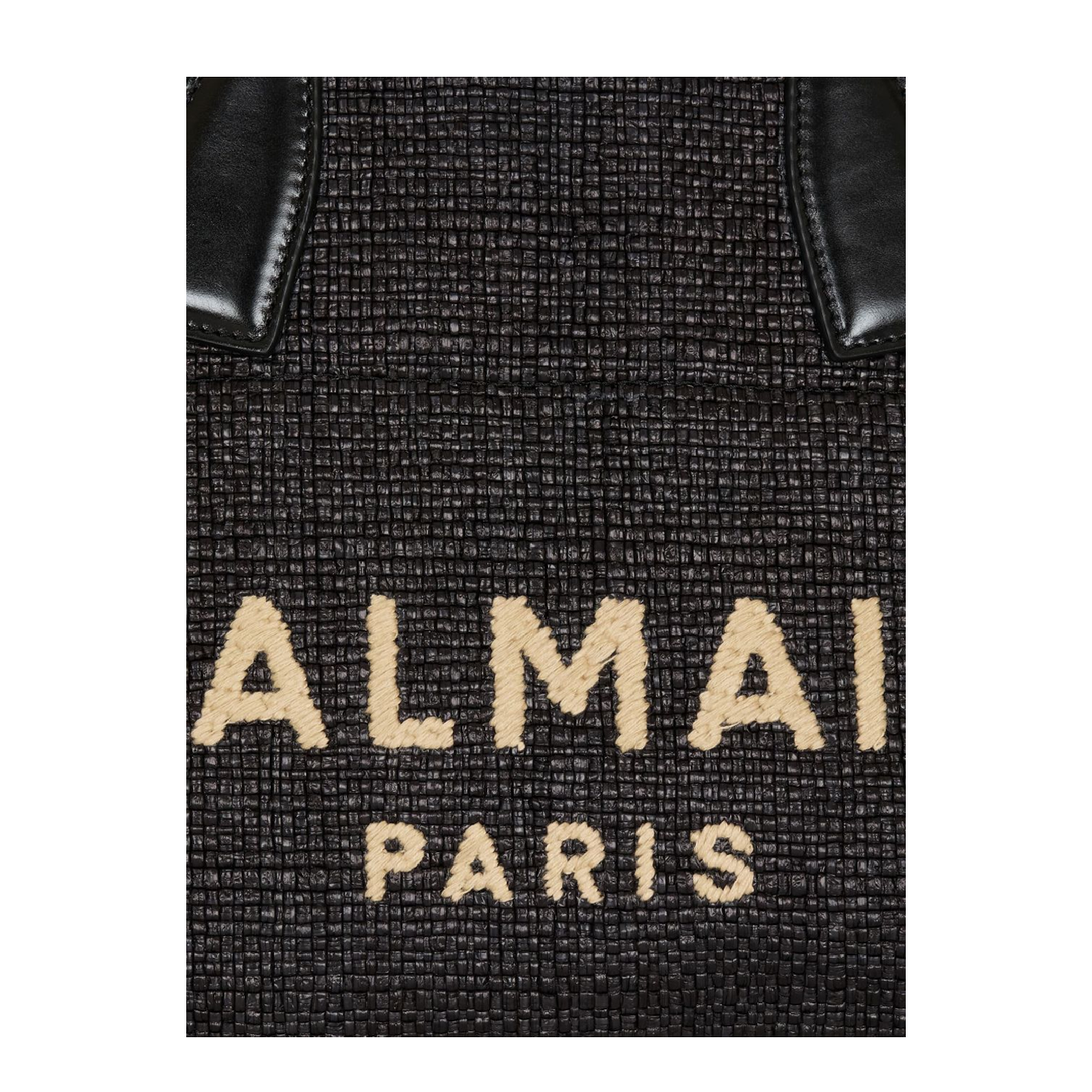 Track Medium Raffia Tote Bag - Black - Image 2