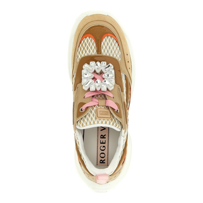 Viv' on the Run Sneakers in Leather and Fabric Beige - Image 4