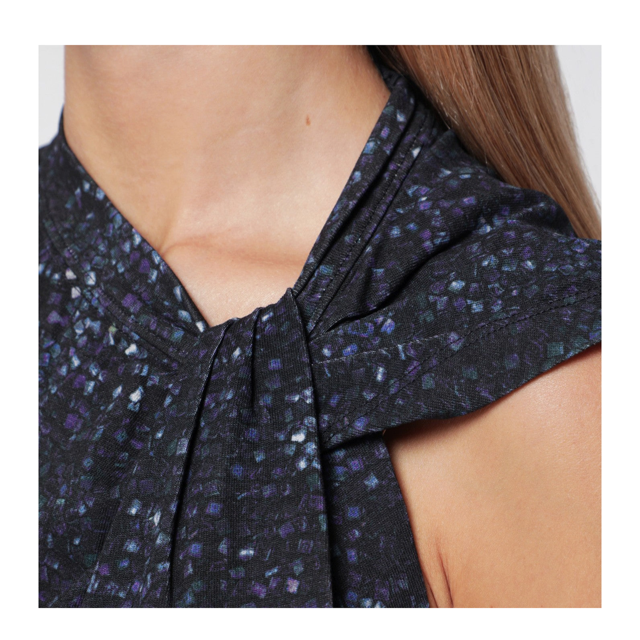 Nayda Asymmetrical T-Shirt with Midnight Blue Print - Image 2