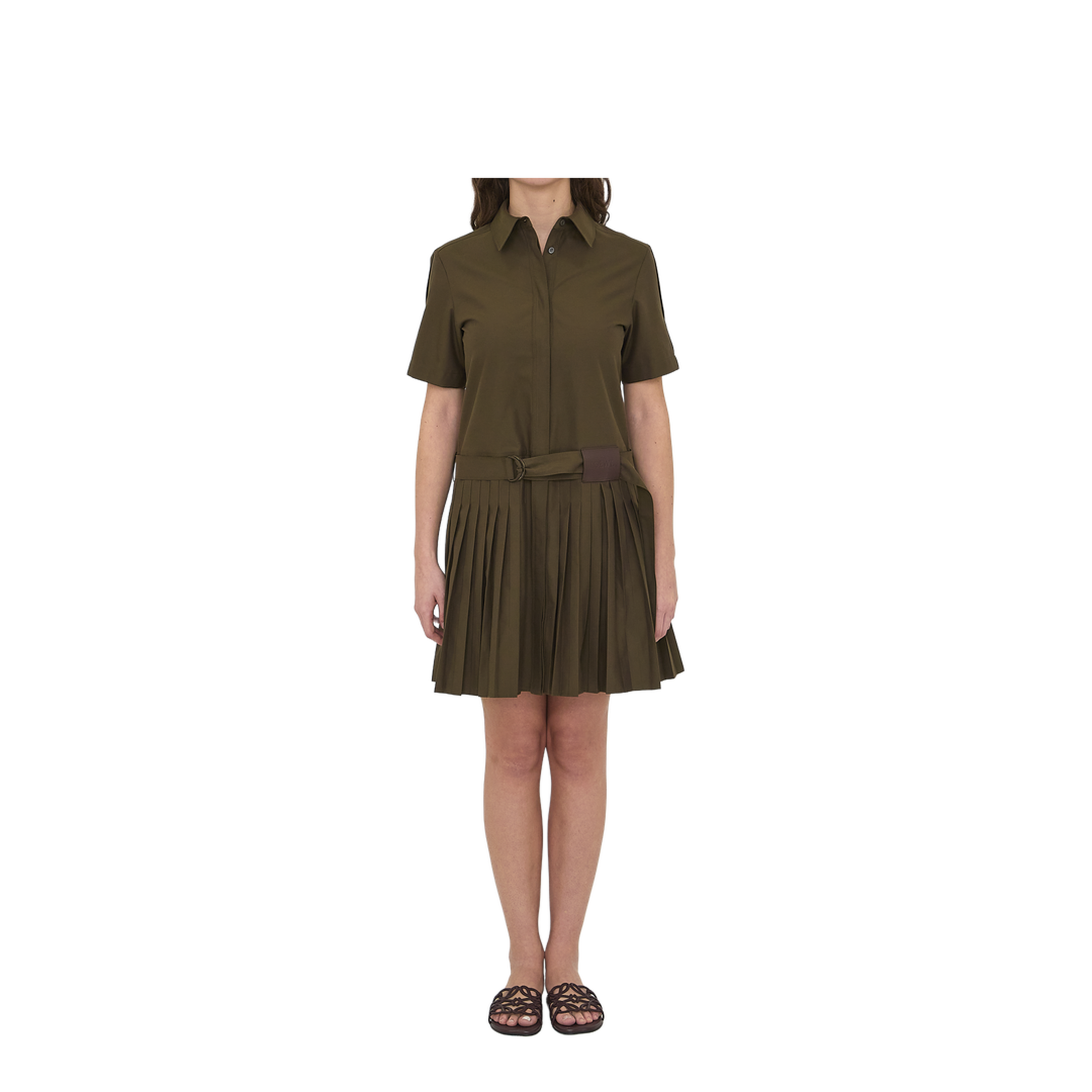 Mini Pleated Shirt Dress - Image 1