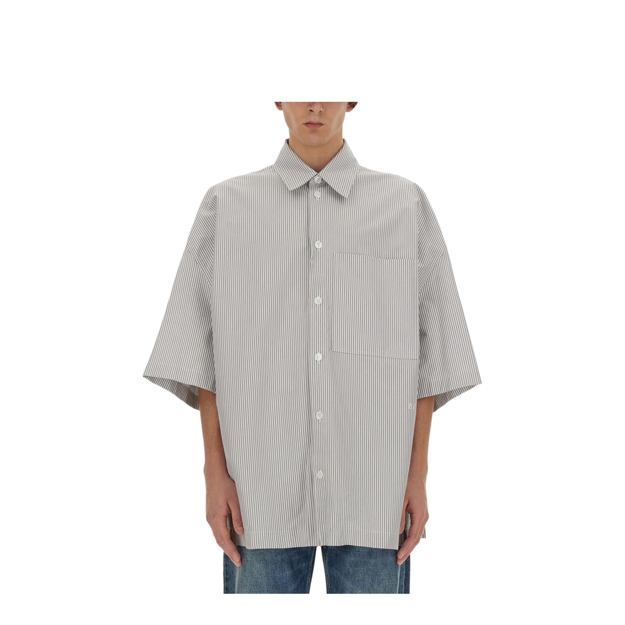 Striped Overshirt with Embroidery - Image 1
