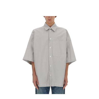 Striped Overshirt with Embroidery - Image 1