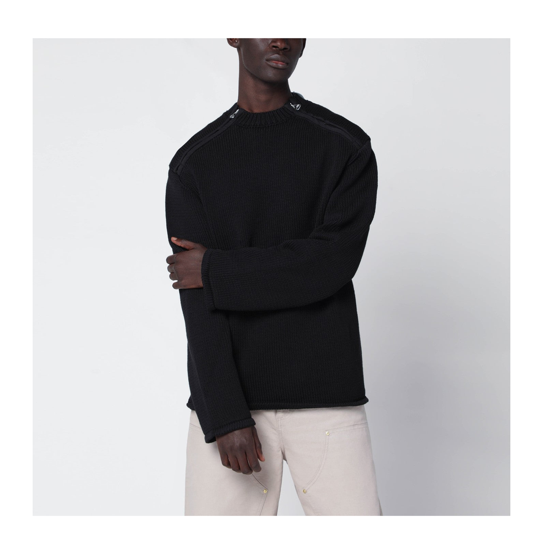 Black Cotton Sweater - Image 1