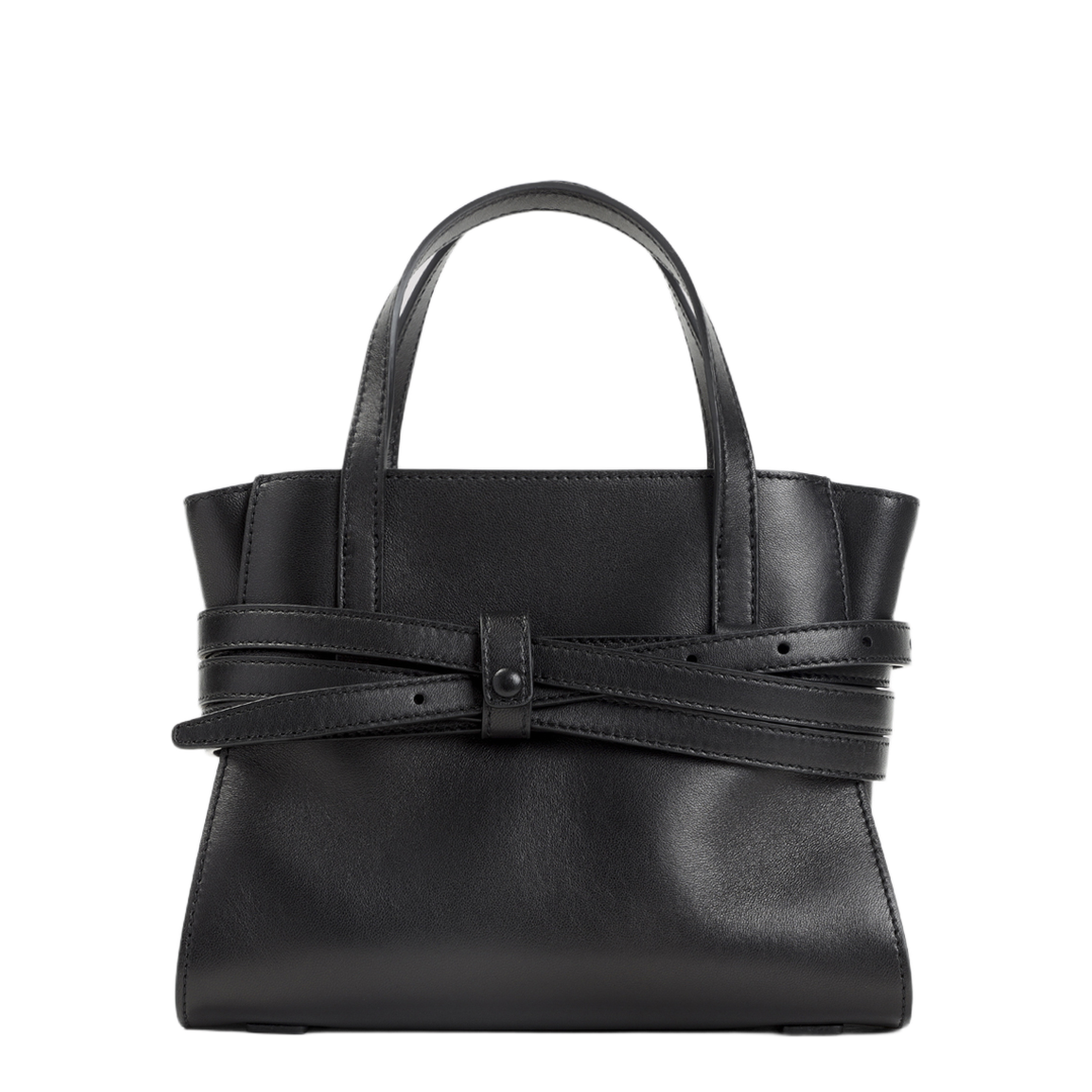 Small Calf Leather Tote - Black - Image 4