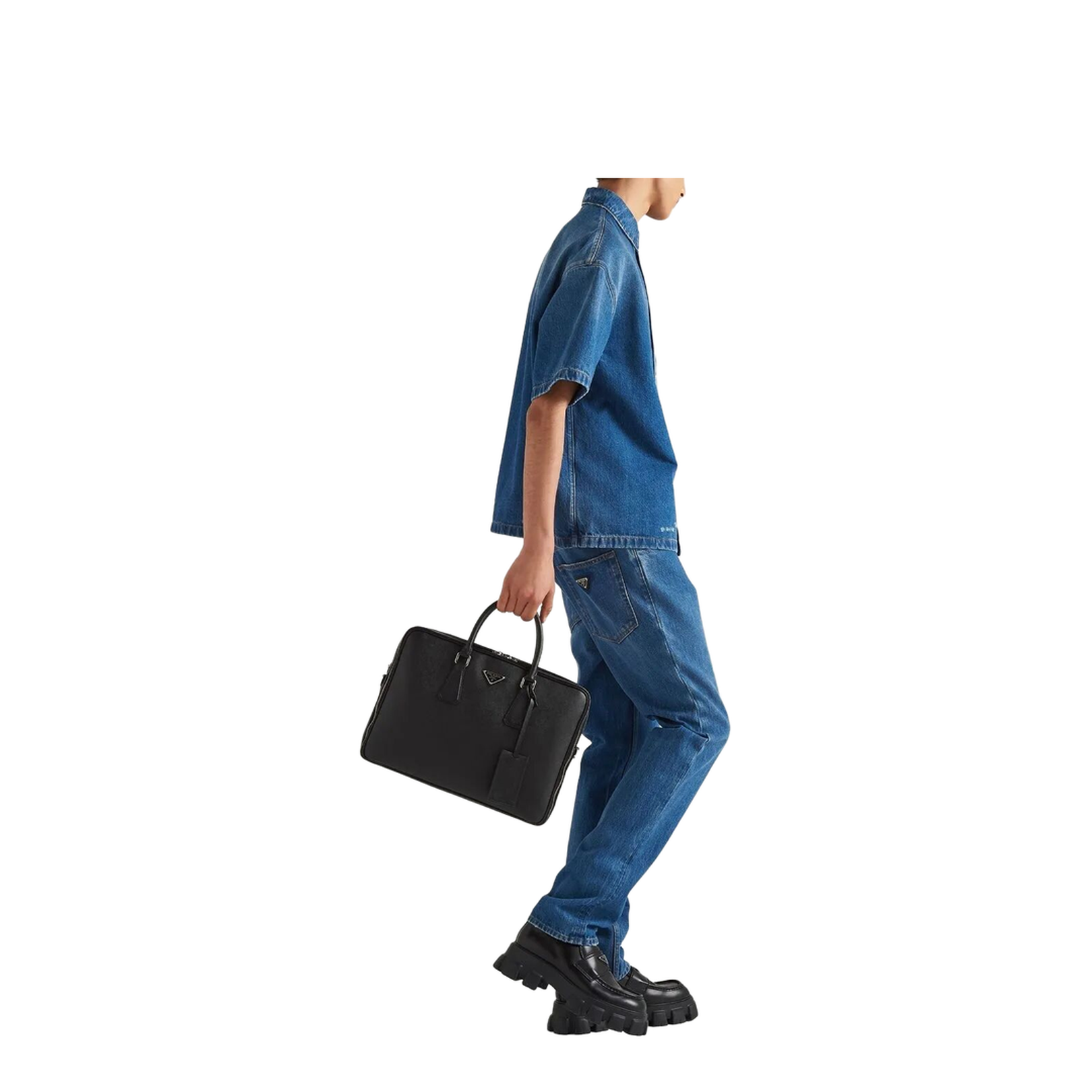 Saffiano Leather Briefcase Black - Image 2