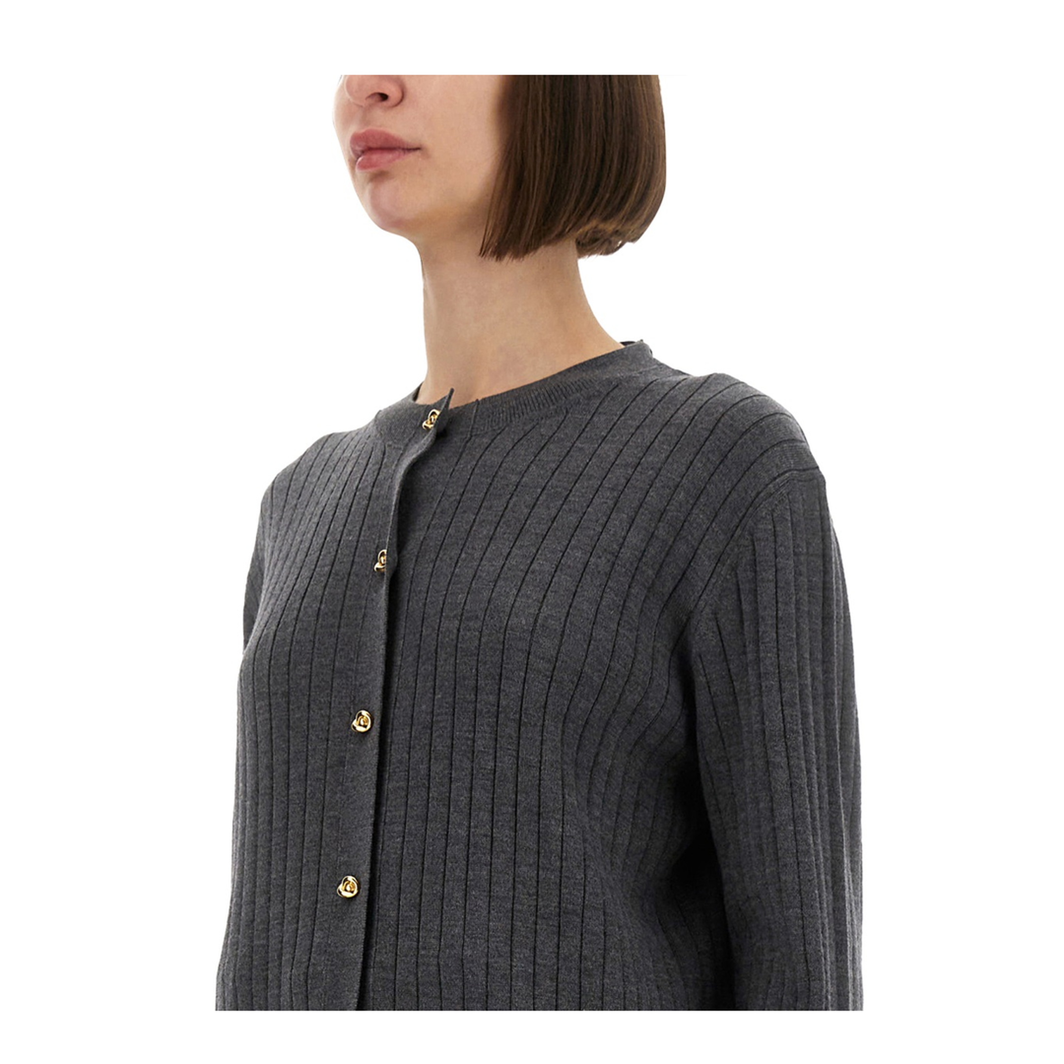 Wool Rib Cardigan in Anthracite - Image 4