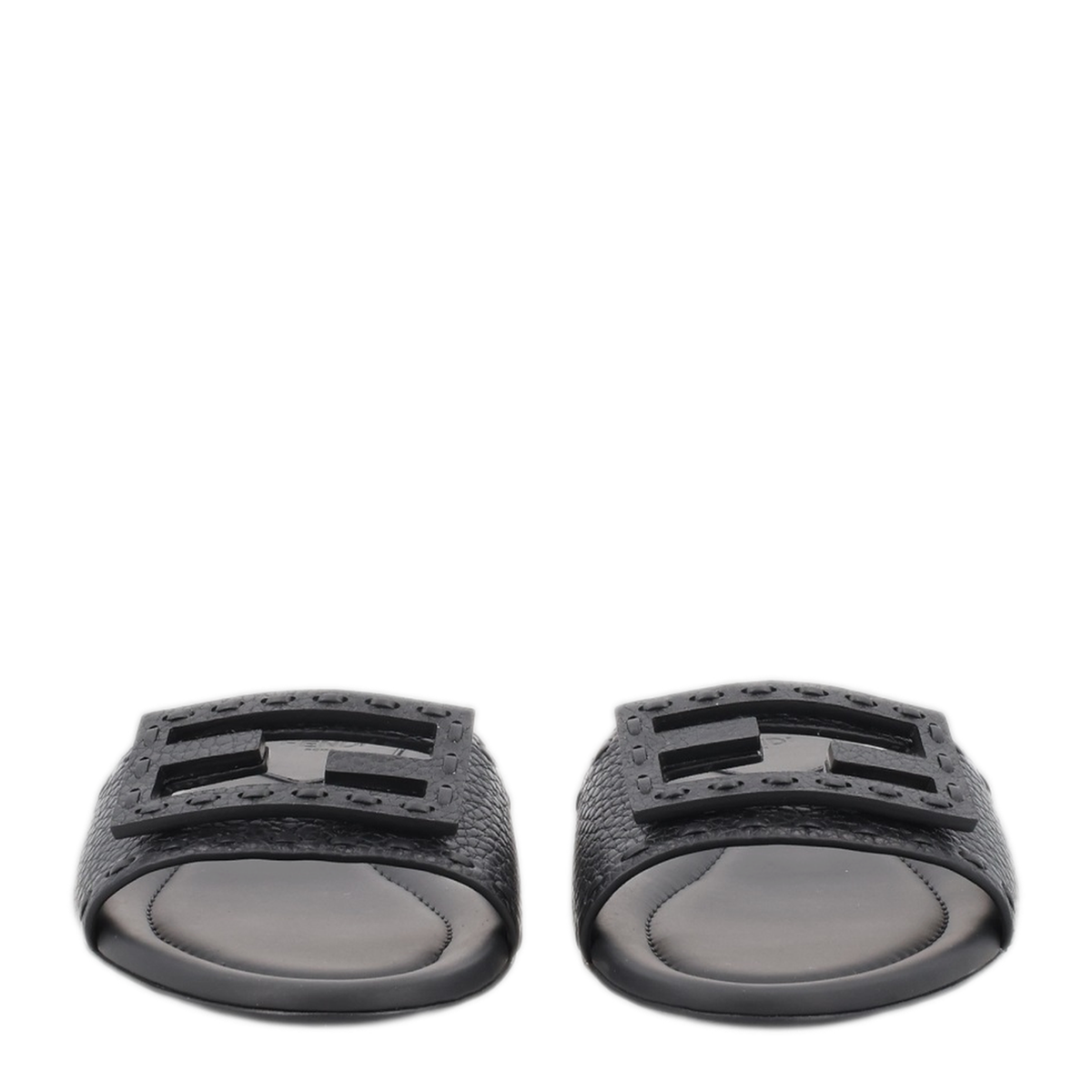 Black Leather Baguette Slides - Image 1