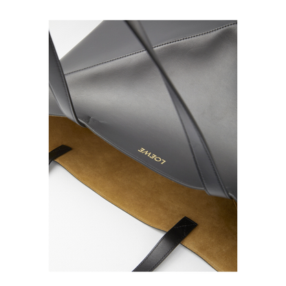 Puzzle Fold XL Leather Tote Bags - Black - Image 4