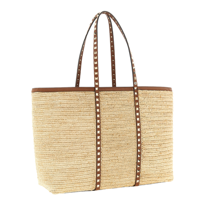 Rockstud Raffia Large Shopping Tote - Natural - Image 2