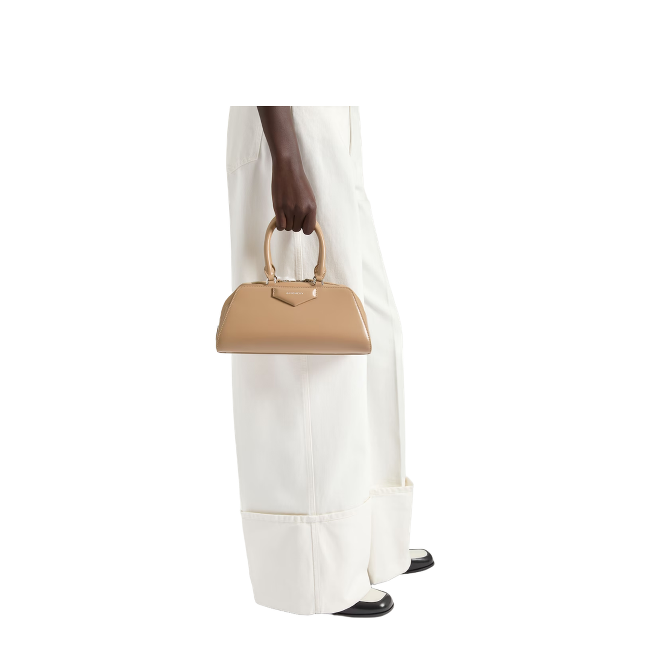 Beige Leather Small Antigona East-West Handbag - Image 4
