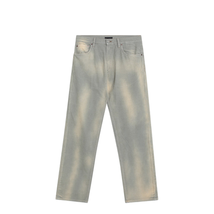Light Blue Corduroy Trousers with Washed Effect - Image 1