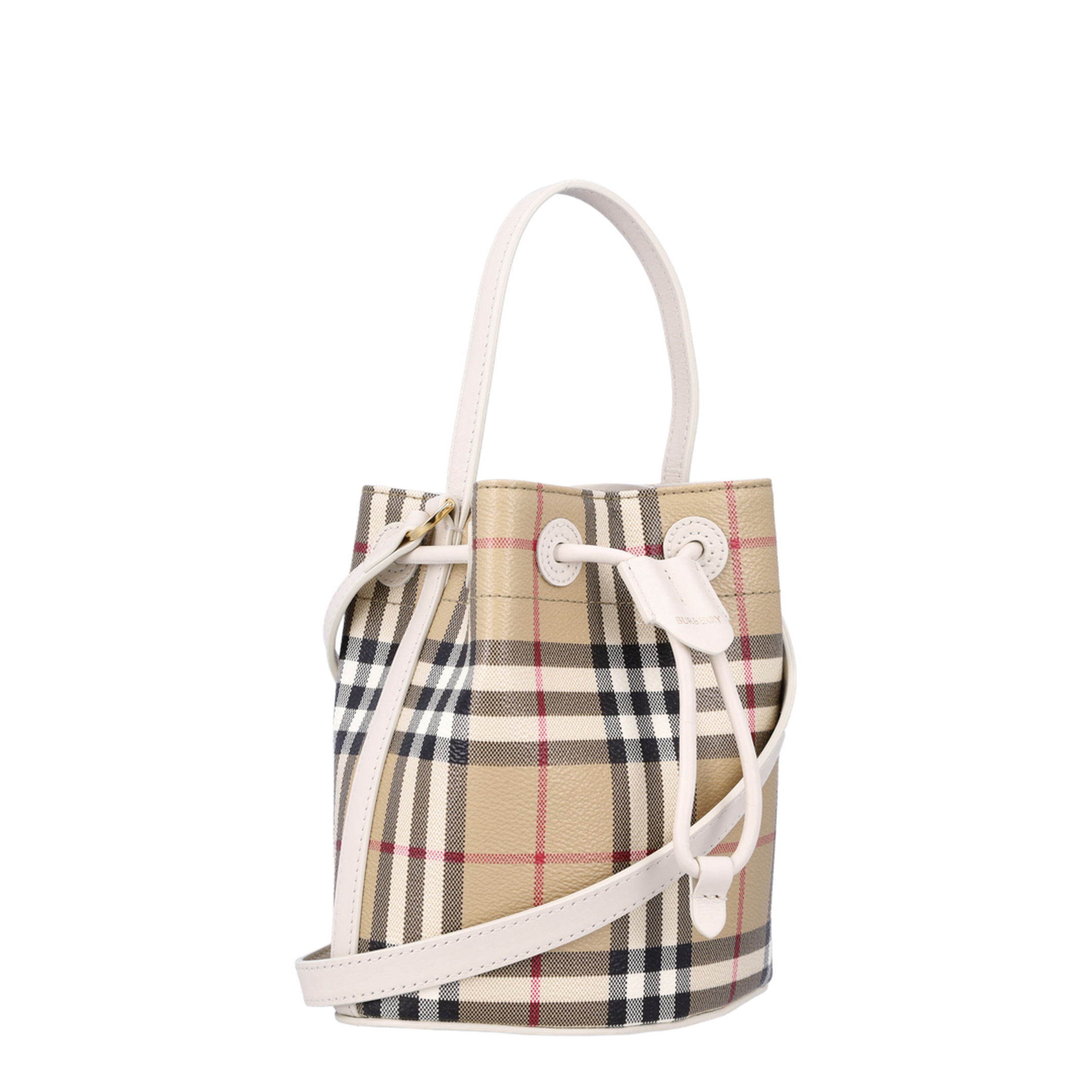 Mini Check Mini Coated Cotton-Blend Bucket Bag - Archive Beige/Soap Beige - Image 2